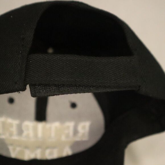 Retired Army Ball Cap Hat Black w/white letters hook & loop adjustable - Picture 7 of 9